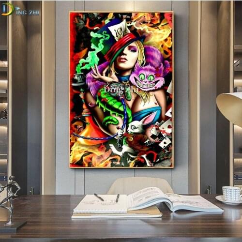 5D Alice Sexy Girl Hot Lady Wonderland Diamond Painting Cross Stitch Kits Art Portrait Full Drill Embroidery Abstract Animal