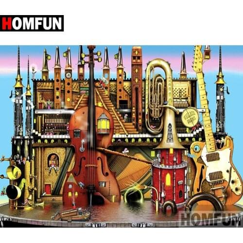 HOMFUN Full Square/Round Drill 5D DIY Diamond Painting "Music House" Embroidery Cross Stitch 5D Home Decor Gift A07305