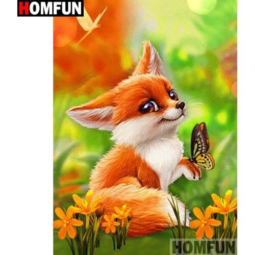 HOMFUN Full Square/Round Drill 5D DIY Diamond Painting "Animal fox" Embroidery Cross Stitch 5D Home Decor Gift A13987