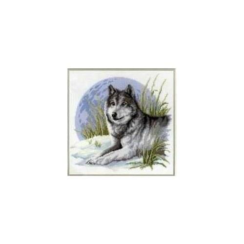 FREE Shipping Top Quality popular counted cross stitch kit Wolf and moon vervaco 70165