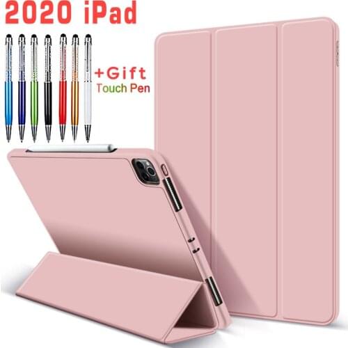 Case For 2020 iPad pro 11 2nd Gen Silicone Cover for iPad pro 12.9 4th gen pu leather case Flip stand TPU Soft shell Cover