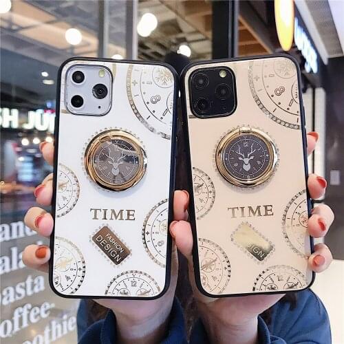 3D Diamond Ring Holder Plating Glitter Bling Phone Case For iphone 6 6s 7 8 plus X XR XS Max 11 12 pro max 12mini cases cover