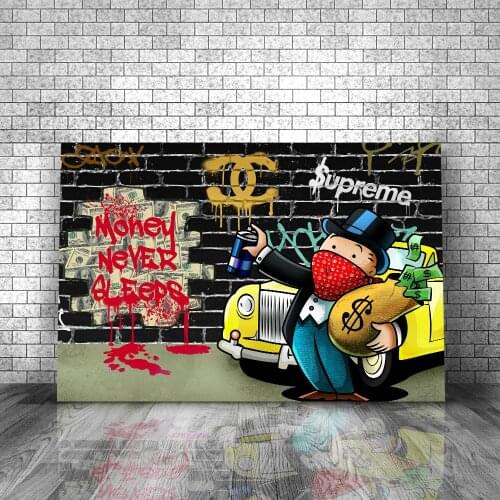 Money Never Sleeps Canvas Art Posters And Prints Inspiring Phrases Canvas Paintings On the Wall Art Pictures Home Wall Decor
