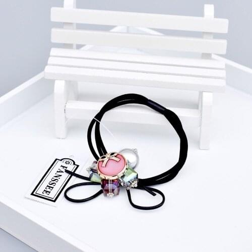FANSSEE 1PC Flower Crystal Materail Elastic Hair Band Elegant Girls Headwear Lady Hair Accessories Women Scrunchy