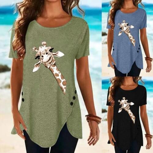 SAGACE T-shirt short sleeve print womens new relaxed and comfortable womens wear top in 2021 summer топ женский