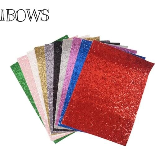 IBOWS 10pcs/set 22*30cm Glitter Fabric Material For Christmas DIY Hair Bow Chunky Glitter Leather Party Wedding Decoration
