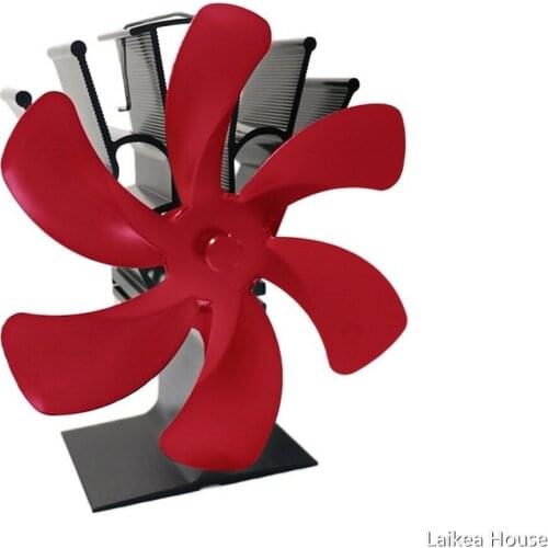 6 Blades Fireplace Heat Powered Stove Fan Log Alumina Home Fireplace Fan Efficient Heat Distribution Fireplace Fan Gold Red Blue