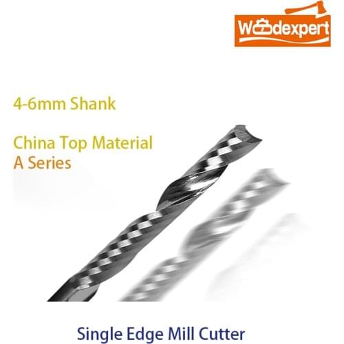 4/5/6 mm CNC Router Bits End Mill Flat Nose 1/Single Flute Spiral Upcut Milling Cutter for Wood Carving Acrylic ABS