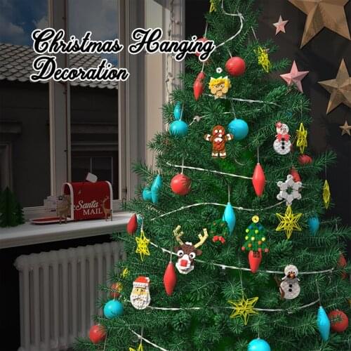 Christmas Tree Pendant Building Blocks Kit Santa Train Model Family Decoration Idea Assemble Toys MOC Children Kid Xmas Gift