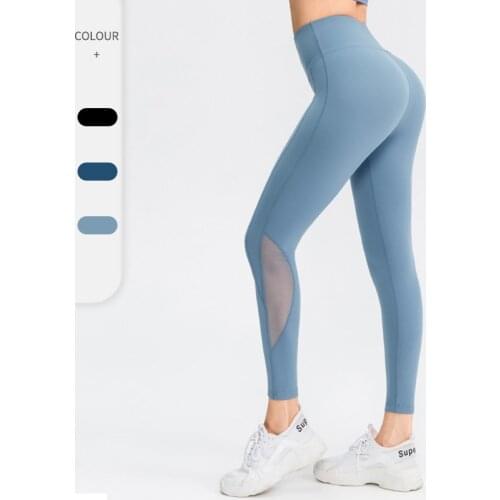 Women Mesh Patchwork Sport Leggings High Waist Tights Pants Solid Sports Leggings Women Hip Push UP Tights Women Gym Sportswear