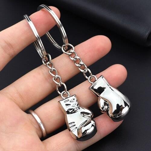 Fashion Men Boxing Gloves Pendant Keychain 3D Metal Boxer Movement Fighting Jewelry Mens Car Keyring Club Match Gift Souvenir