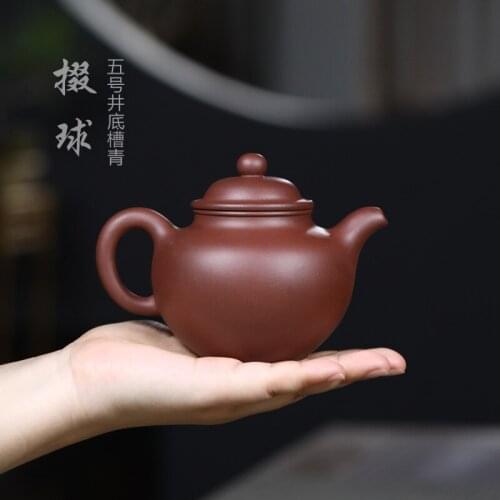 [bottom groove 5 blue] all hand yixing recommended famous ceramic tea-pot Duo ball pot