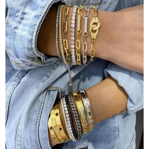 New Arrived Gold Color Link Chain Couple Lock Charm Jewelry Bracelet Necklace Sets For 2021 Women Lady Girls Fashion Party Gifts