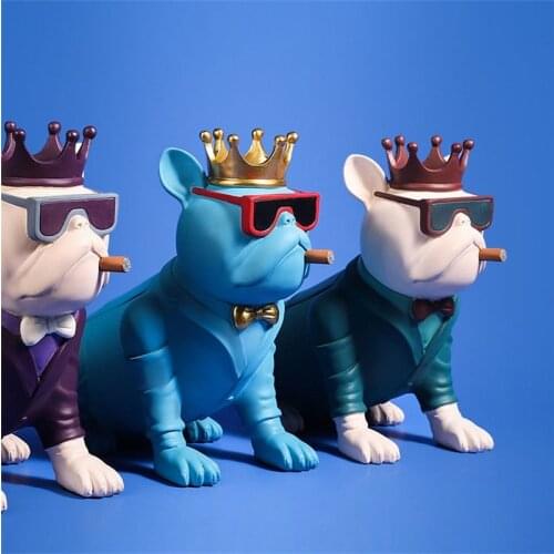 New Resin Sunglasses Cool Dog Statue Creative abstract Sculpture Home Office Desk Decor Birthday Gift Decoration