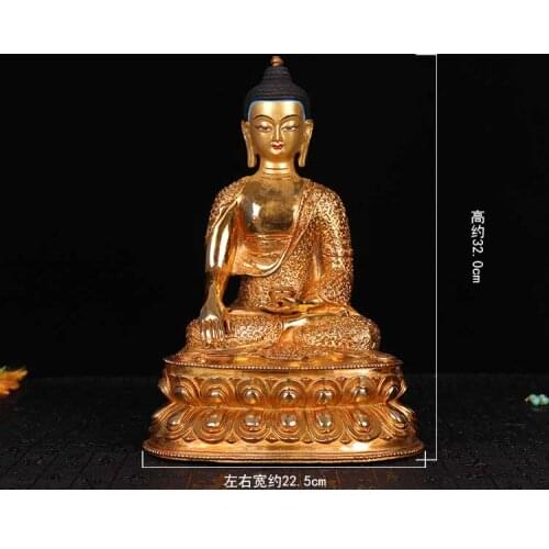 Wholesale buddha statue # 33CM LARGE # Tibetan Buddhism Sakyamuni the Buddha FULL Gold-plated brass statue # HOME Talisman