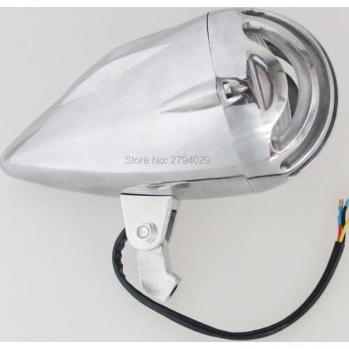 Motorcycle Custom 4.5" Invader Torpedo Finned Metal Headlight with Prison Grille Cover For Harley Honda Chopper Cafe Racer etc