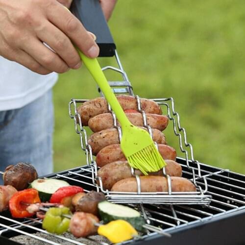 Portable Grilling Basket 6 Hot Dogs Iron BBQ Sausage Rack Grill Mesh Clip for Outdoor Picnic Barbecue grill clip