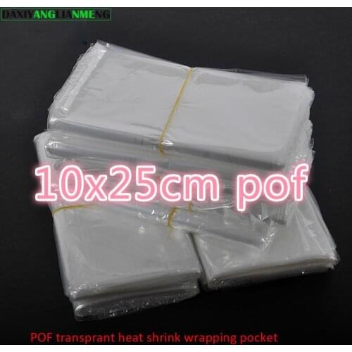 300pcs/lot 10x25cm Clear Transparent Shrink Wrap Package Heat Seal Bag POF Gift packing plastic bags for comestic bottles boxes