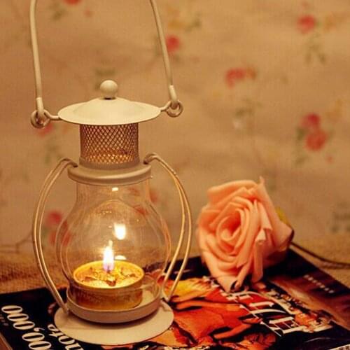 Retro Transparent Camping Candle Lantern Aromatherapy Candle Light Portable Outdoor Garden Bedroom Table Lamp Home Decorations