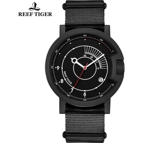 Reef Tiger/RT Top Brand Men Sport Mechanical Watch Sapphire Glass Waterproof Automatic Watches All Black Date Military Watch