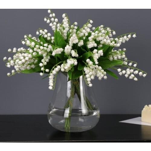 37cm Wedding Bouquet Simulation Hand Simulation Lily Of The Valley Plastic Flowers Fake Wedding Bell Orchids