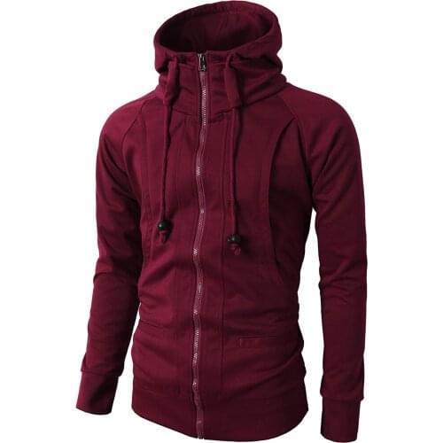 Hip Hop Zipper Hooded Sweatshirt Men 2020 Spring Casual Solid Hoodies Sweatshirts Male Brand Streetswear Jackets Red Black 3XL