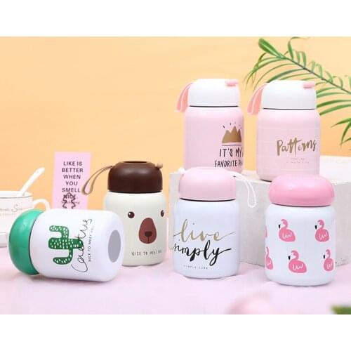 Stainless steel thermos creative student couple cute cups portable mini pot-bellied gift cups customized W0011