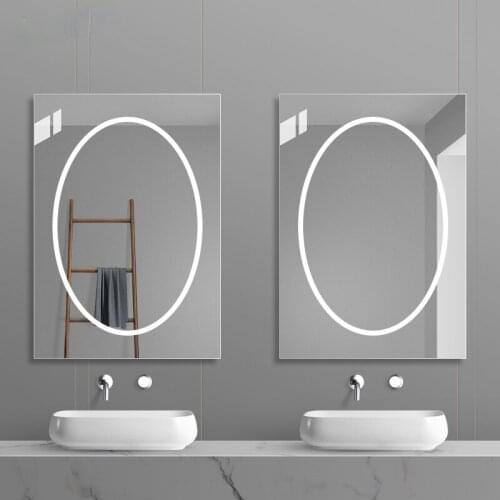 70X90CM Smart Bathroom Mirror Toilet Wall-Mounted Wall Sticking Toilet Household Makeup Mirror Luminous LED Light with Mirror
