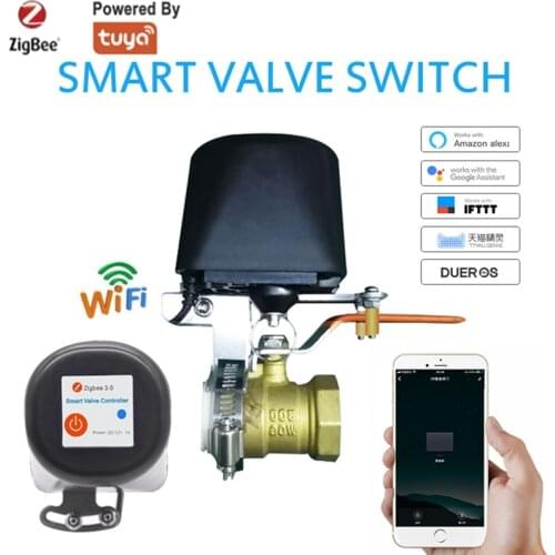Tuya/SmartLife Wifi Smart Valve Controller For Water Gas Pipeline Auto Shut ON Off Work With Alexa Google Assistant Smart Home