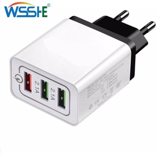 QC 3.0 Charger Universal Adapter 5V 3A EU Plug Travel 3 USB Port Power Supply Charger for Ipone 11 12 Pro Max Phone Accessories