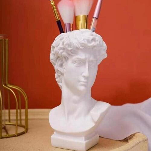 Creative Portrait Vase Human Head Flower Vases Decorative Ornaments Nordic Style Resin Makeup Brush Storage Rack Pen Holder