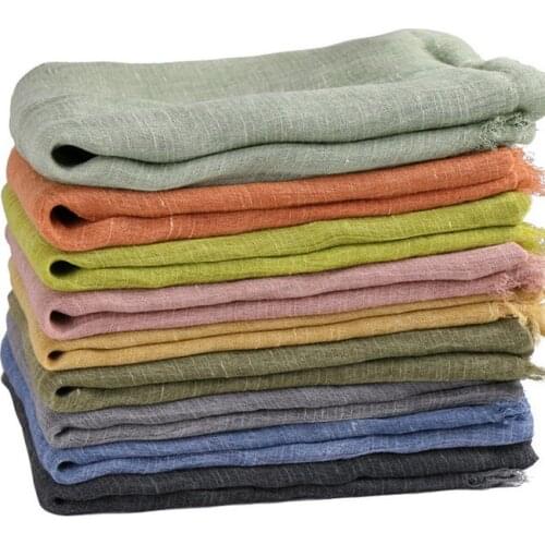 High Quality Women Maxi Scarves Fringe Muslim Hijab Soft Linen Solid Color Long Shawl Islamic Turban Modesty Headscarf Head Wrap