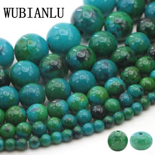 WUBIANLU Fashion 6-14mm Malachite Azurite Chrysocolla Abacus Round Loose Beads For Jewelry Making DIY Chalcedony Floating Charms