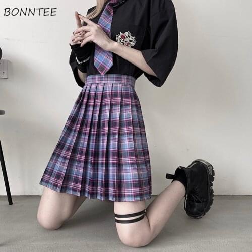 Skirts Women Plaid Summer High Waist Cute Sweet Girls Mini Sexy Harajuku Korean Style Fashion Chic Student All-match Streetwear