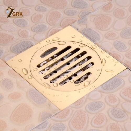 ZGRK Drains 10*10cm Square Brass Bathroom Kitchen Floor Drain Cover Strainer Deodorant Linear Drain Grate Waste