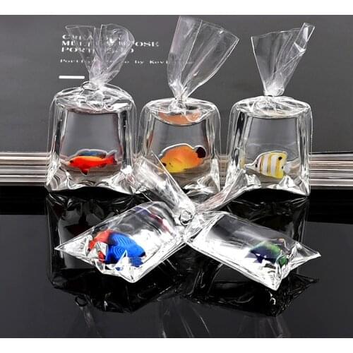 1PC Miniature Resin Goldfish Charms Small Fish In Water Bag Pendant DIY For KeyChain