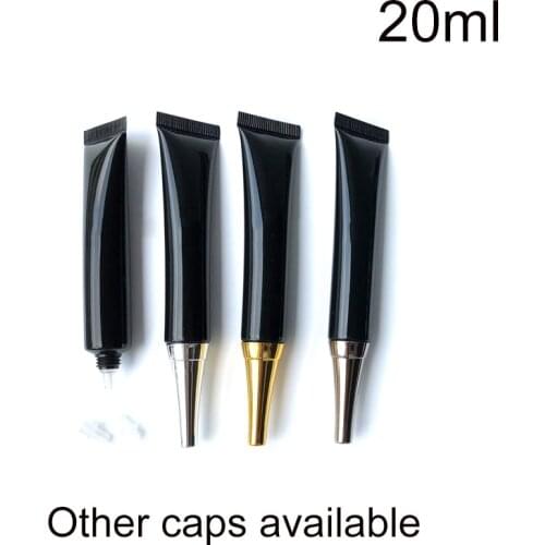 10pcs 20ml Black Plastic Squeeze Bottle 20g Handmade Eye Cream Soft Tube Cosmetic Makeup Foundation Packaging Containers