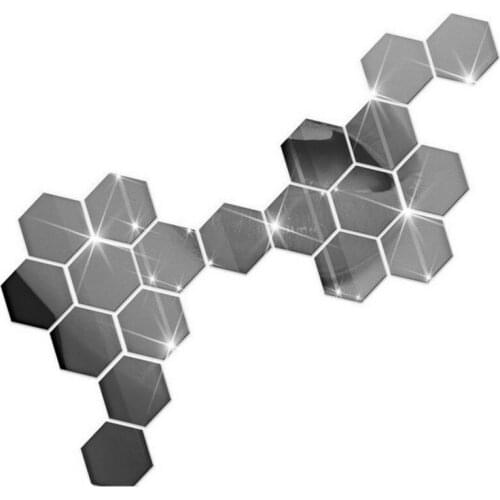 12Pcs 3D Hexagon Acrylic Mirror Wall Stickers DIY Art Wall Decor Stickers Living Room Mirrored Sticker Home Decor Art Ornaments