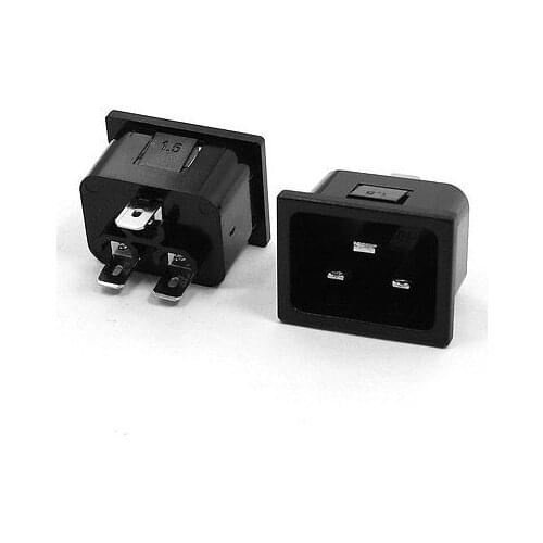 2 Pcs Pannel Mount 250V 16A 3 Pin C14 Plug Type AC Power Inlet Socket