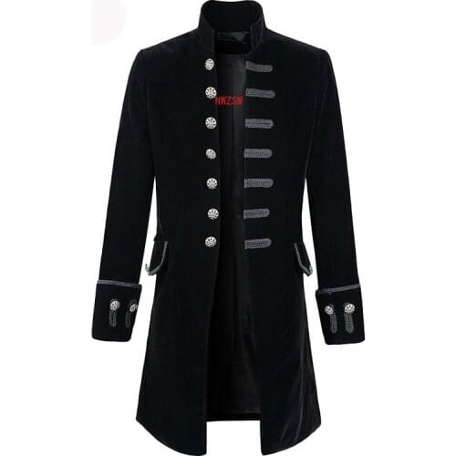 2018 Halloween Cosplay Steampunk Costume Mens Brocade Jacket Gothic Steampunk Vintage Victorian Coat Top Male Vintage Jacket