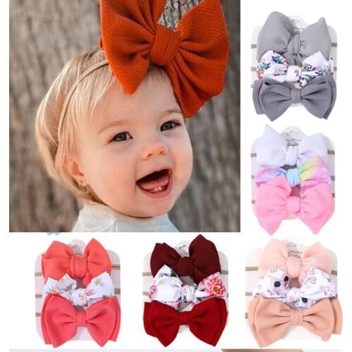 3Pcs/Set Big Bow Baby Girls Headband Flower Elastic Newborn Hair Bands Turban Knot Infant Toddler Hairband Baby Hair Accessories