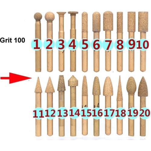 5pcs Brazed Diamond Grinding Jade Peeling Stone Carving Grinding Head 6mm Handle Electric Grinding Head