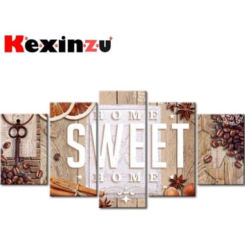 5pcs Full Square/Round Drill 5D DIY Diamond Painting Cross Stitch"Sweet" Multi-picture Combination Embroidery Decor Home 1