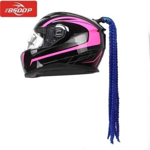 70cm Motorcycle Helmet Dreadlocks Women Helmet Dreadlocks Ponytail Braid Motocross Helmet Punk Hair Decoration