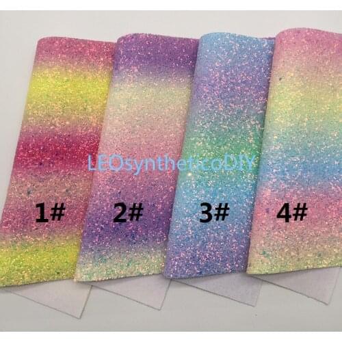 1PC 21X29CM Glitter Fabirc, Chunky Glitter Leather, Rainbow Glitter Leather Sheets For Making Bows LEOsyntheticoDIY T450