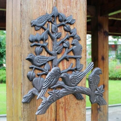 Hose Holder Cast Iron Birds On Tree Garden Hose Hanger Storage Rack Decorative Hose Reel Stand Ornate Wall Mounted Vintage Metal