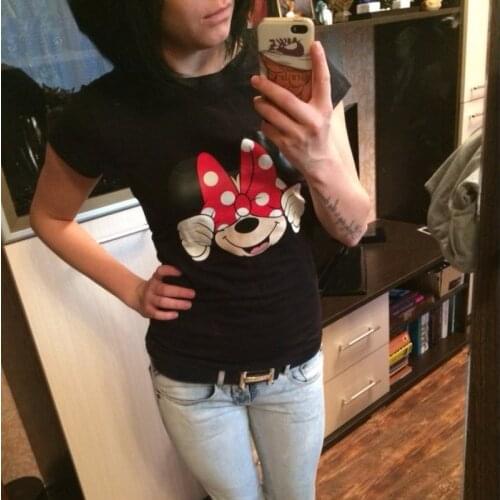 Minnie Mouse T-Shirt Women Fashion Casual Short Sleeve Tshirts Harajuku Tops Tee Funy Female T-shirt Plus Size Womens Clothing