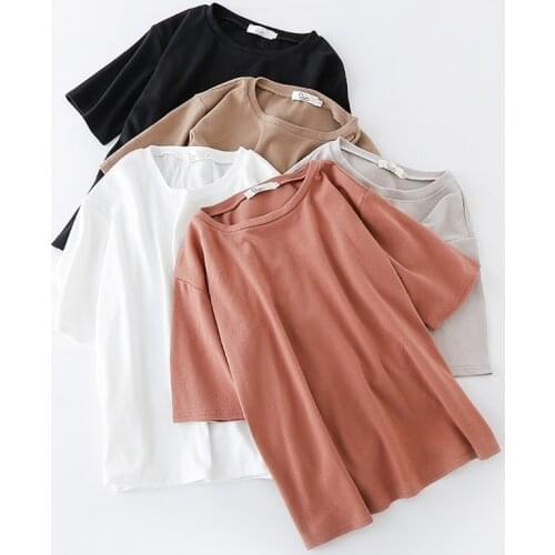 2019 Summer New Harajuku Loose T-Shirts for Women Students Girls Boyfriends Tshirt Short Sleeve Slim Soft Lady Tops Plus Size