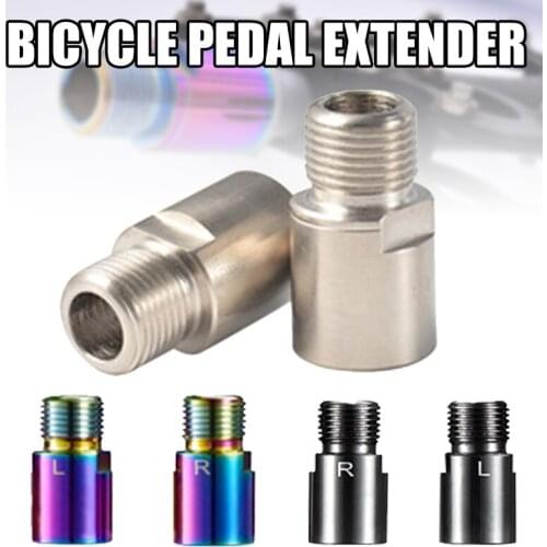Hot Bicycle Pedal Extender 1 Pair Steel Bicycle Extended Pedal Spacer with L and R Markings for 9/16 inch Threaded Pedals N66