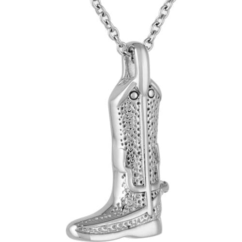 IJD9827 Cowboy Military Boot Cremation Jewelry Ashes Keepsake Memorial Urn Necklace For Men+Funnel Included